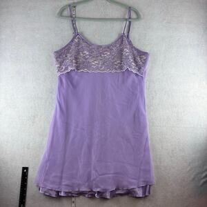 Bali Studio Vintage Purple Slip Dress Lingerie Nighty Lavender Lace 90's Y2K